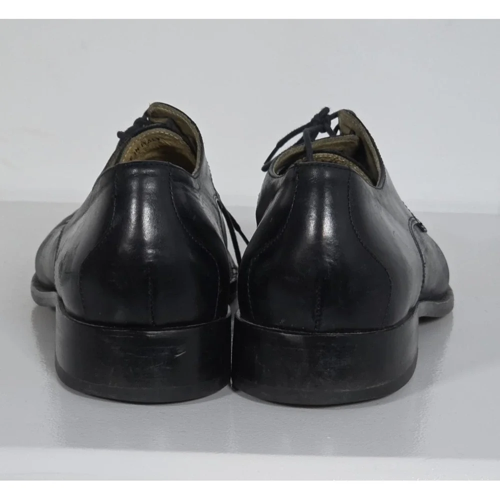 Mercanti Fiorentini Mens 10 Black Leather Derby Shoes Made In Italy Classic